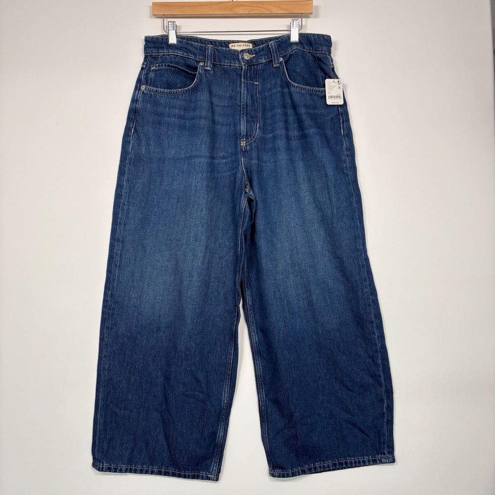 We The Free Women Jeans 30 Blue Carina Relaxed Boyfriend Wide Leg Cropped NWT